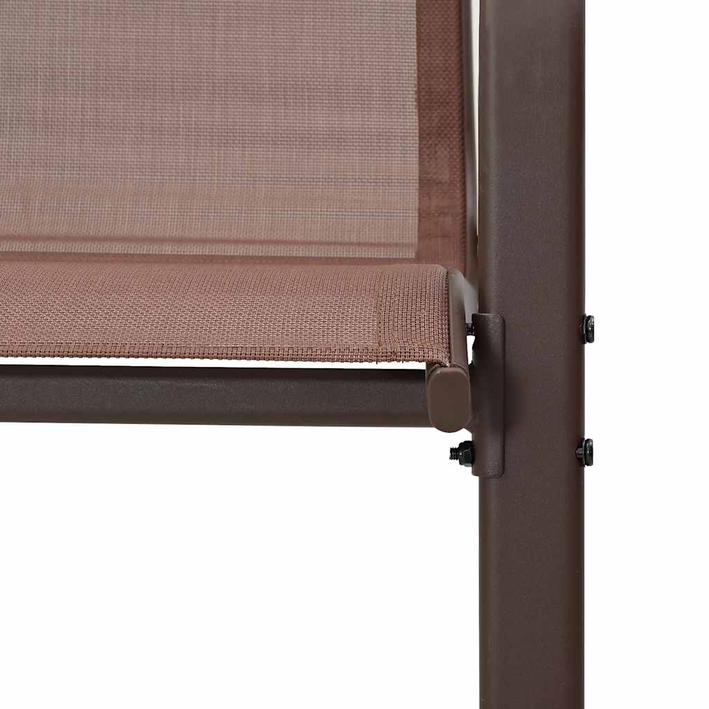 Stackable Garden Chairs 2 pcs Brown Textilene Fabric